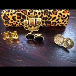 Vintage cuff links and vintage ship pin